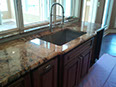 Lapidus granite, super single stainless steel sink, demi-bullnose edge
