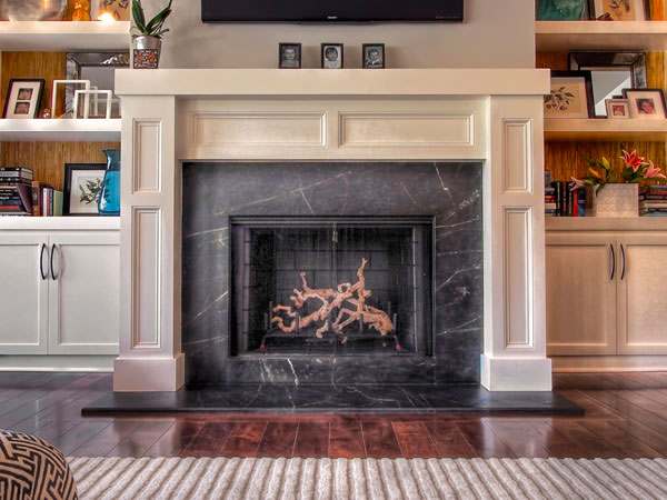 custom fabricated soapstone fireplace