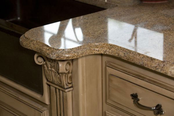 african ivory custom fabricated kitchen countertop with ogee edge