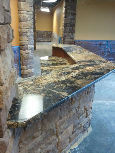 copa cabana granite countertop on bar with roundover edge