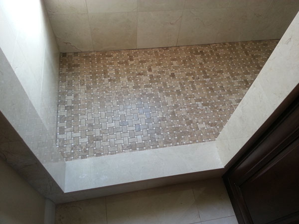 crema marfil marble shower threshold